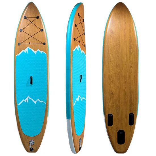 Tavole da surf di fabbrica Tavola da paddle Isup gonfiabile in legno PVC Drop Stitch Stand up Paddleboard